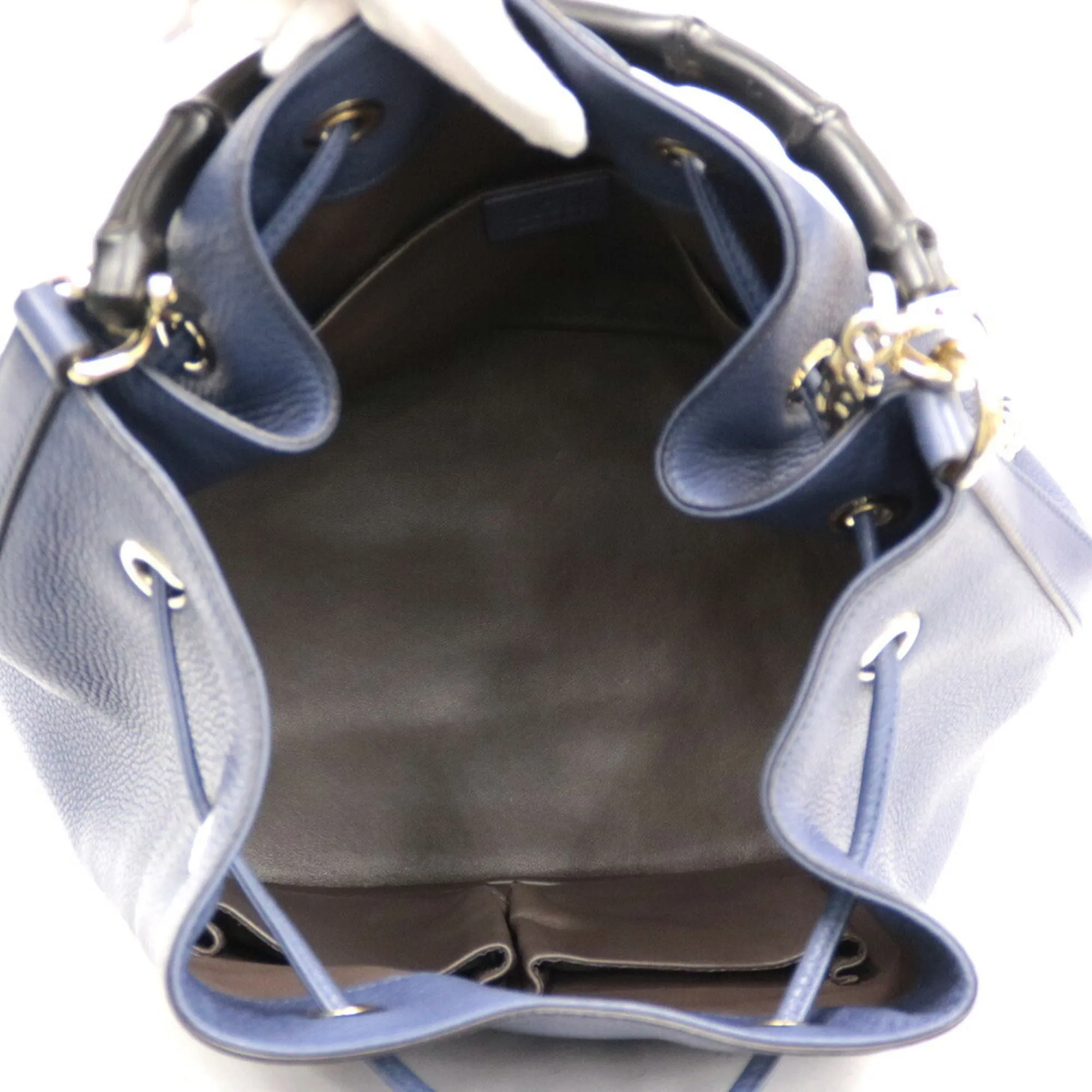 Gucci Handbag Shoulder Bag Chain Bamboo Navy Ladies