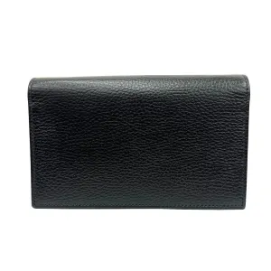 GUCCI Interlocking G Chain Shoulder Bag Long Wallet Clutch Calfskin Leather Black 615523