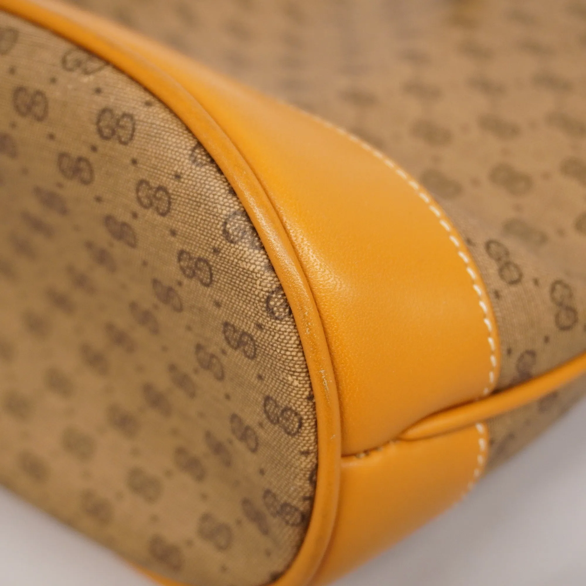 GUCCI  Micro GG 001 165 0937 Women's PVC,Leather Shoulder Bag Beige