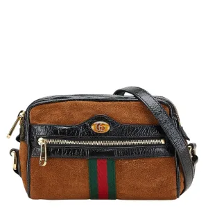 Gucci  Suede Leather Shoulder Bag (Pre-Owned)