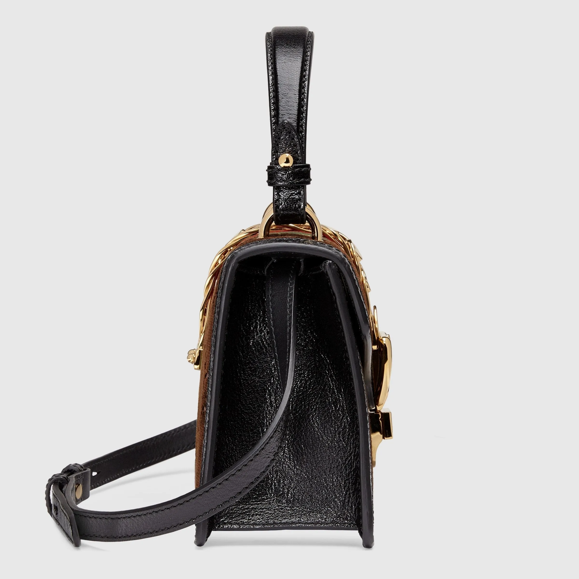 Gucci Sylvie GG Velvet Small Shoulder Bag Brown