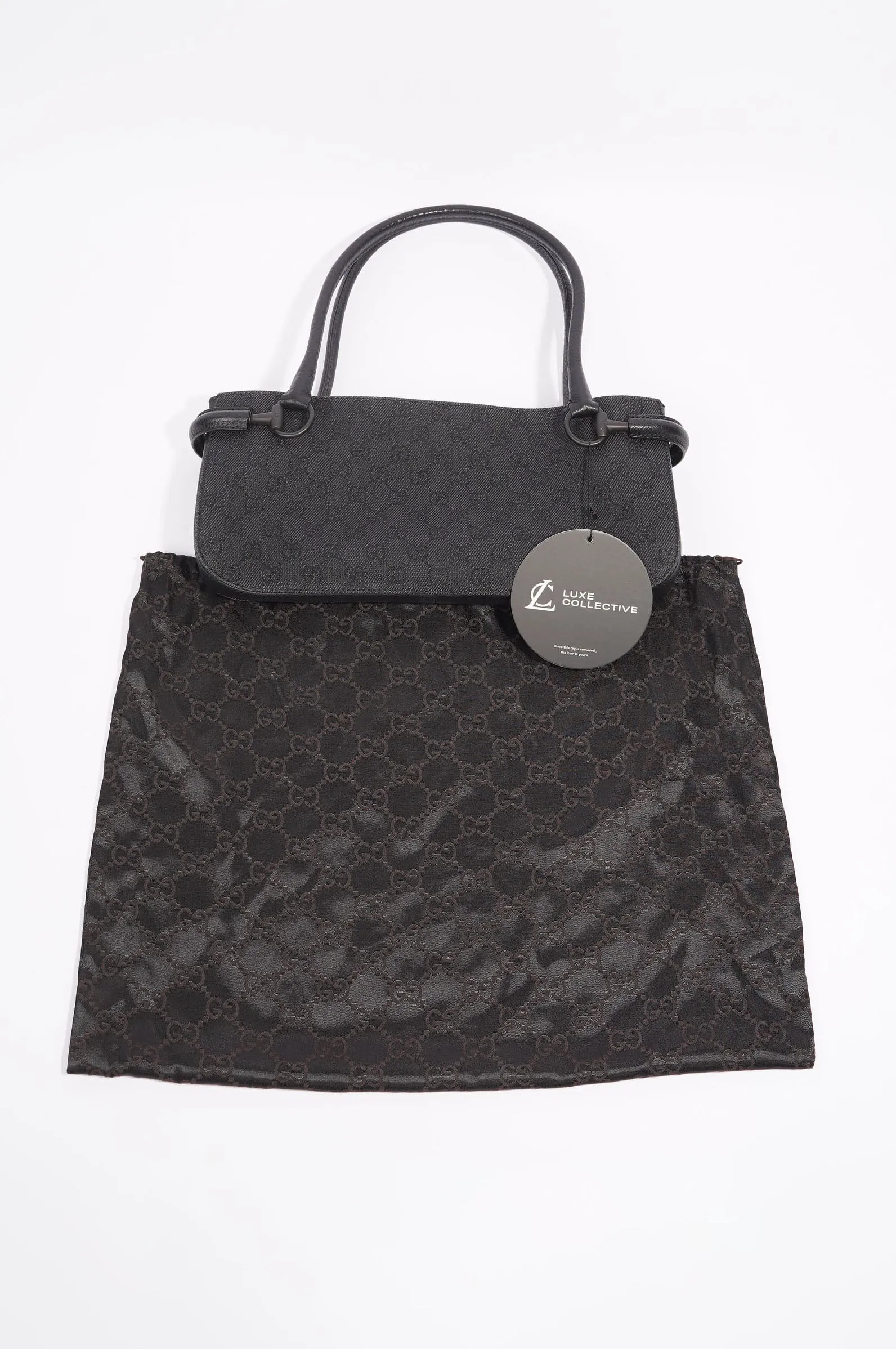 Gucci Womens Vintage GG Shoulder Bag Black Leather