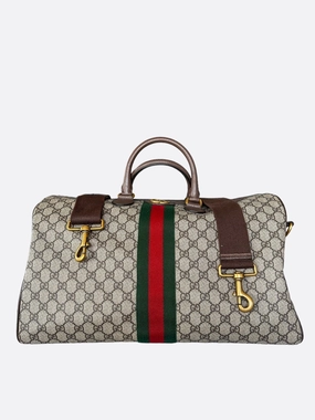Gucci Tan GG Monogram Ophidia Duffel Bag
