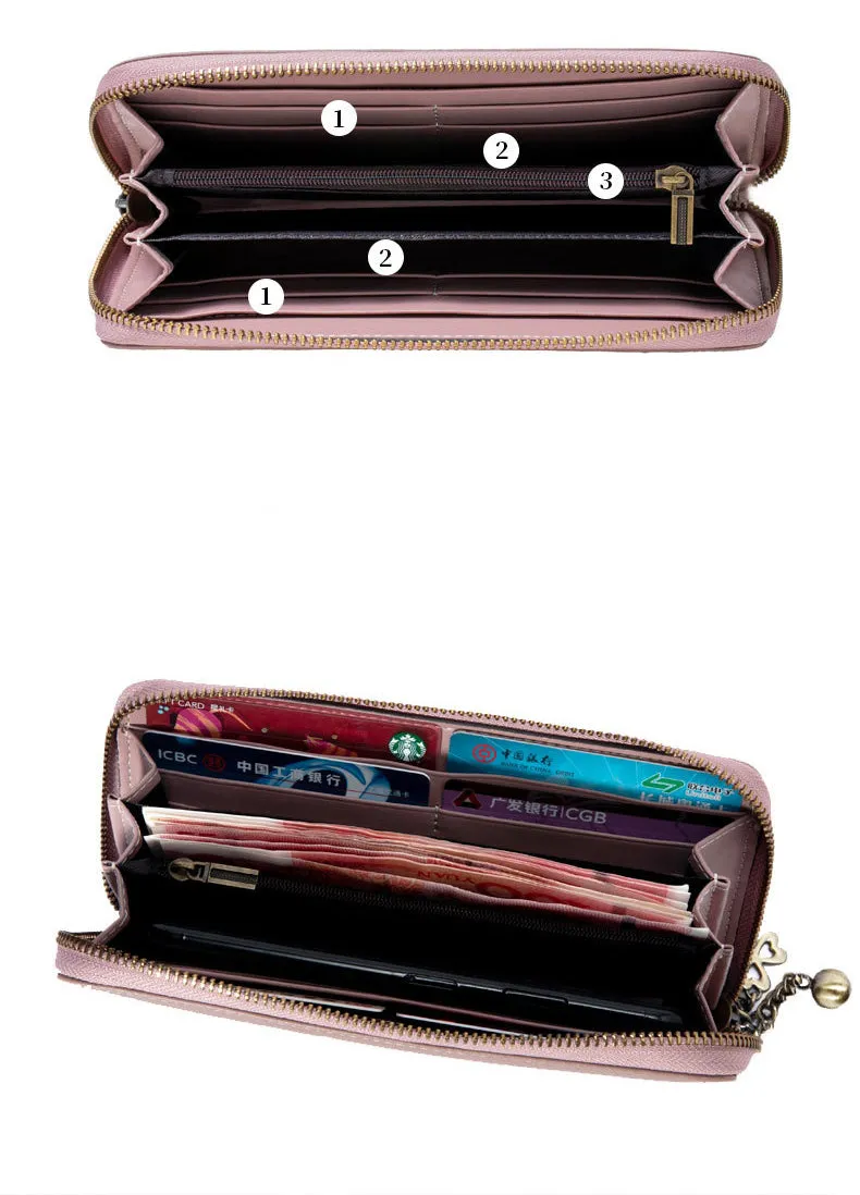 Handmade Embroidery Green Leather Orchids Wristlet Wallet Womens Zip Around Wallets Flowers Orchids Ladies Zipper Clutch Wallet for Women