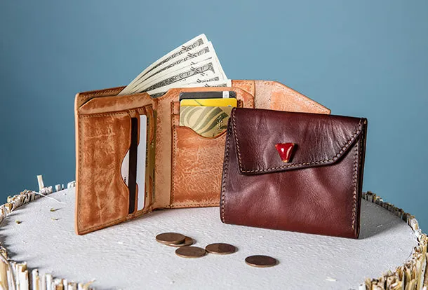 Handmade Genuine Leather Wallet billfold Leather Wallet Slim Bifold Wallet Bag For Women