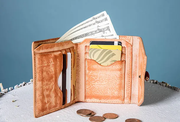 Handmade Genuine Leather Wallet billfold Leather Wallet Slim Bifold Wallet Bag For Women