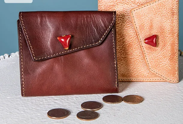 Handmade Genuine Leather Wallet billfold Leather Wallet Slim Bifold Wallet Bag For Women