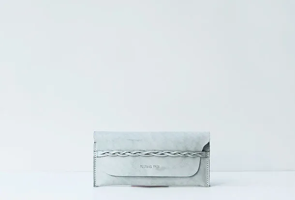Handmade leather braided personalized custom clutch purse long wallet purse clutch women