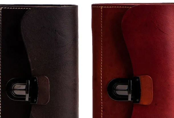 Handmade leather long clutch wallet coffee brown camel leather women men wallet