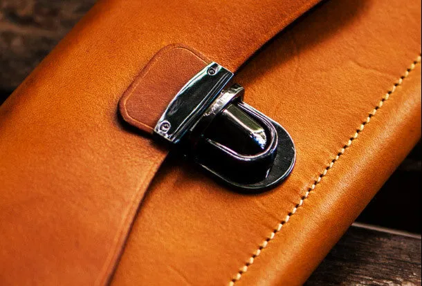 Handmade leather long clutch wallet coffee brown camel leather women men wallet