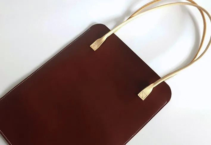 Handmade Leather Red Womens Slim Tote Shoulder Tote Bag for Women