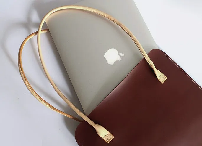 Handmade Leather Red Womens Slim Tote Shoulder Tote Bag for Women