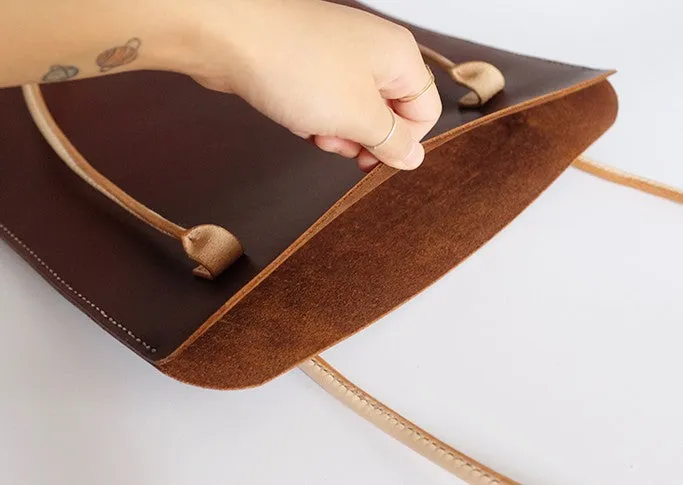 Handmade Leather Red Womens Slim Tote Shoulder Tote Bag for Women