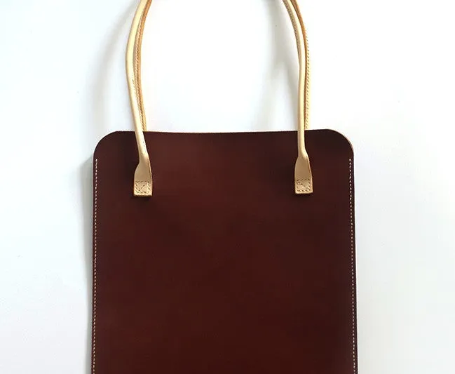 Handmade Leather Red Womens Slim Tote Shoulder Tote Bag for Women
