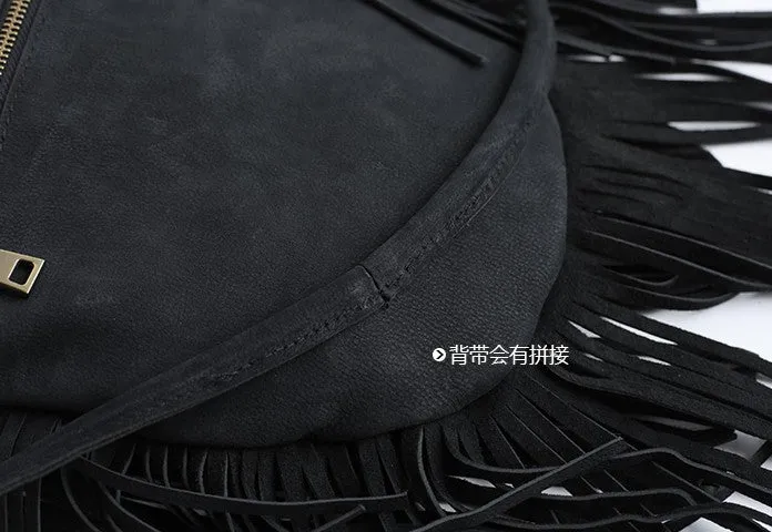 Handmade WOMENs LEATHER Tassels Shoulder Bag Vintage Crossbody Purse With tassels