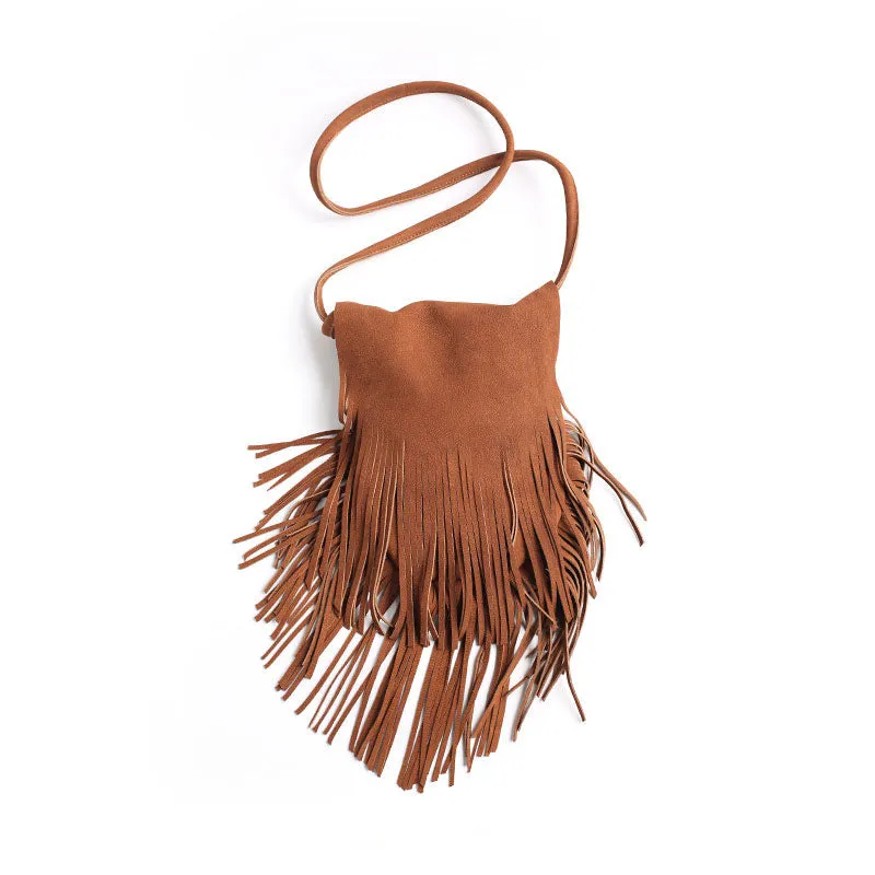 Handmade WOMENs LEATHER Tassels Shoulder Bag Vintage Crossbody Purse With tassels