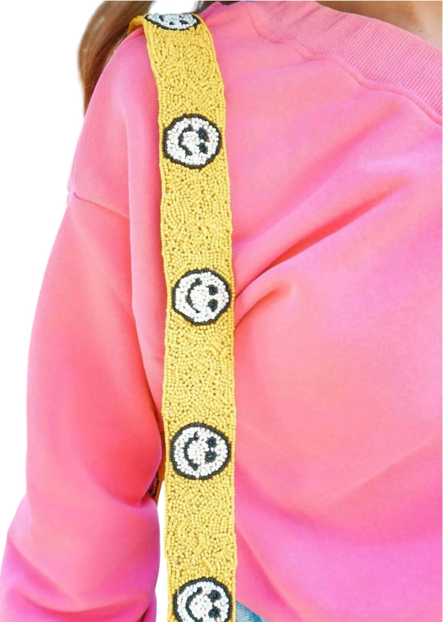 Happy Cowgirl Beaded Bag In White/yellow