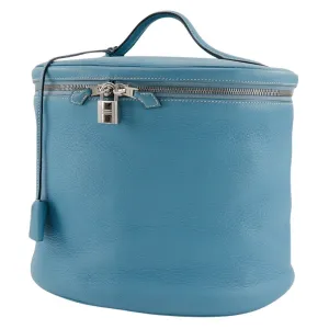 HERMES Handbag Taurillon Clemence Light blue/Silver Metal 2WAYShoulder Vanity Inter City Women Used