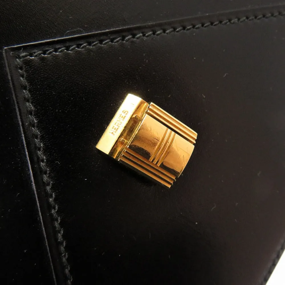 HERMES Shoulder Bag Box scarf black vintage Cadena Metal 2WAY Shoulder Bag Clutch Bag Women Used