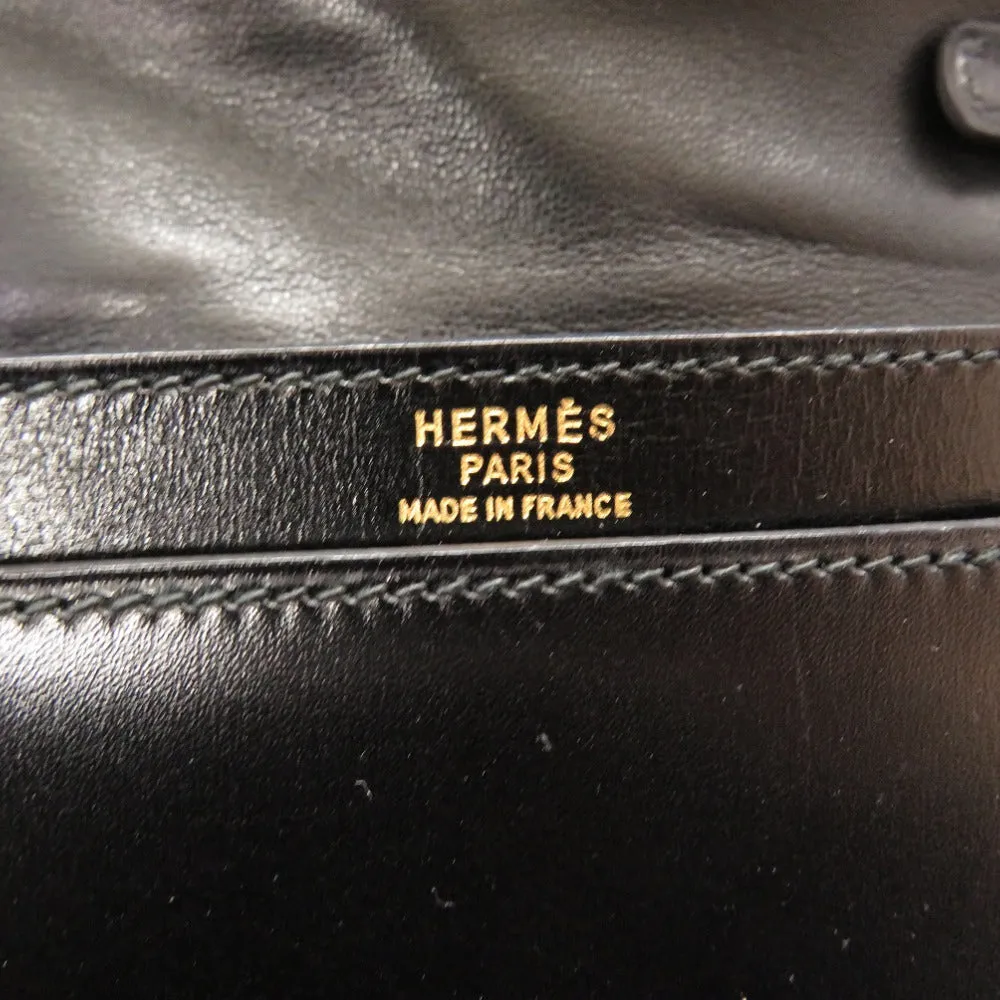 HERMES Shoulder Bag Box scarf black vintage Cadena Metal 2WAY Shoulder Bag Clutch Bag Women Used