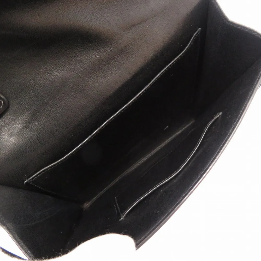 HERMES Shoulder Bag Box scarf black vintage Cadena Metal 2WAY Shoulder Bag Clutch Bag Women Used