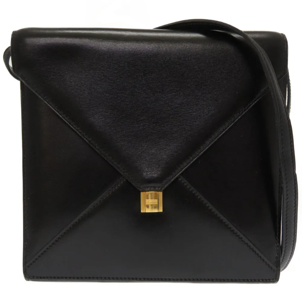 HERMES Shoulder Bag Box scarf black vintage Cadena Metal 2WAY Shoulder Bag Clutch Bag Women Used