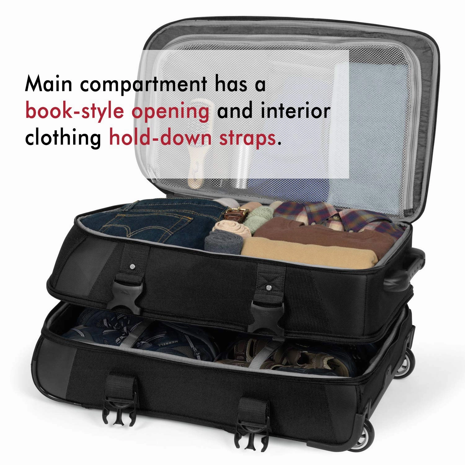 High Sierra 57019-1041 AT7 Rolling Upright Duffel Bag, Black, 26-Inch