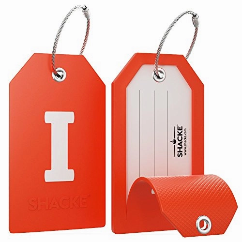 Initial Luggage Tag with Full Privacy Cover and Stainless Steel Loop  (Letter I)