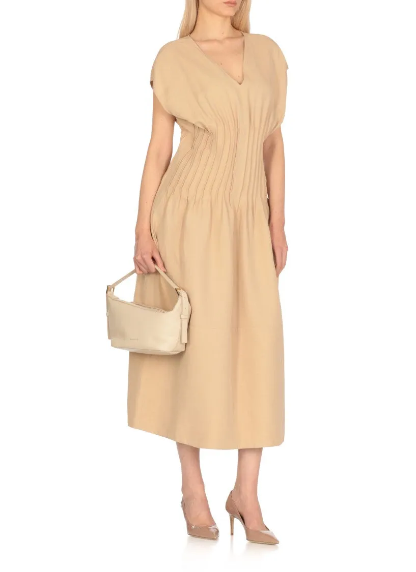 Ivory Pebbled Letaher Bag