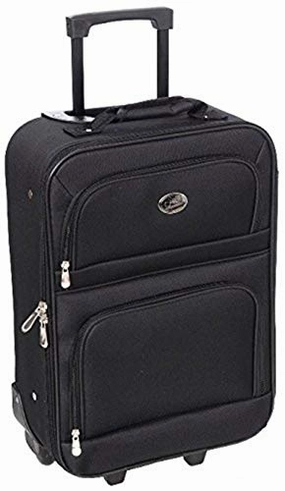 Jetstream 20 Inch Lightweight Luggage Softside Carry On Suitcase (Black)