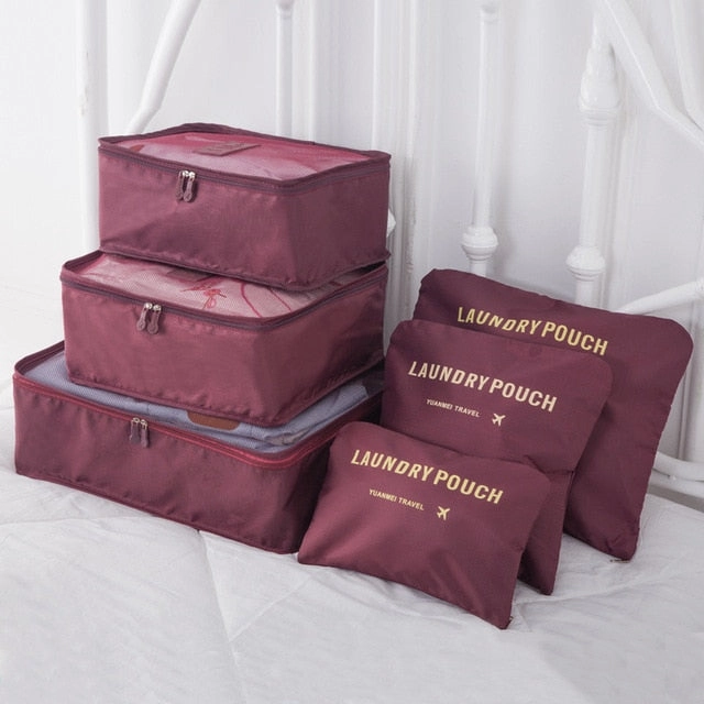 JULY'S SONG 6PCs/Set Travel Bags Luggage Zipper Bag Portable Packing Organizer Waterproof Case