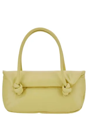 Knot Small Yellow Shoulder Bag With Laminated Logo In Patent Leather