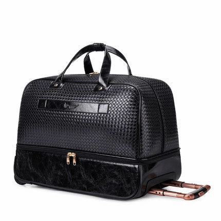 Letrend Black Rolling Luggage Spinner Men Large Capacity Travel Bag Suitcases Wheel 20 Inch Carry