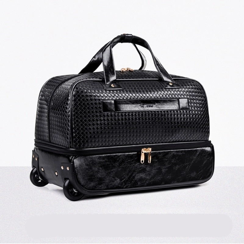 Letrend Black Rolling Luggage Spinner Men Large Capacity Travel Bag Suitcases Wheel 20 Inch Carry
