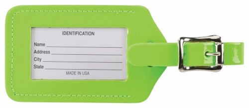 Lewis N. Clark 2-Pack Neon Leather Luggage Tag, Green, One Size