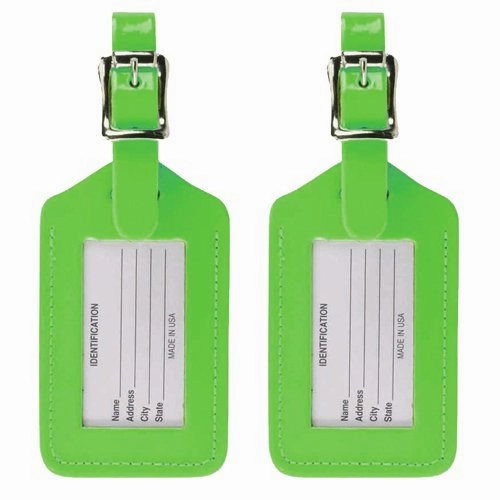 Lewis N. Clark 2-Pack Neon Leather Luggage Tag, Green, One Size