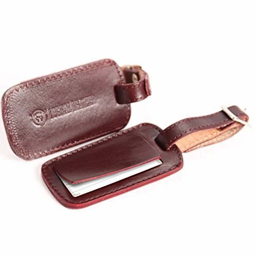 Logical Leather Luggage Tag Genuine Leather Travel Id Tags With Adjustable Leather Strap, Address