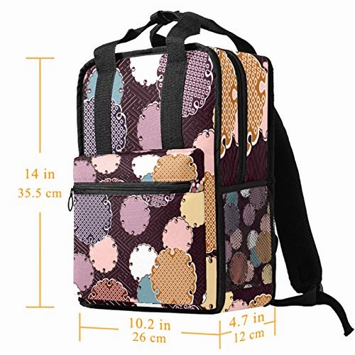 LORVIES Japanese Circle Pattern School Bag for Student Bookbag Teens Travel Backpack Casual Daypack Travel Hiking Camping