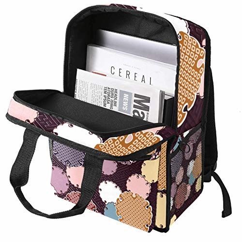 LORVIES Japanese Circle Pattern School Bag for Student Bookbag Teens Travel Backpack Casual Daypack Travel Hiking Camping