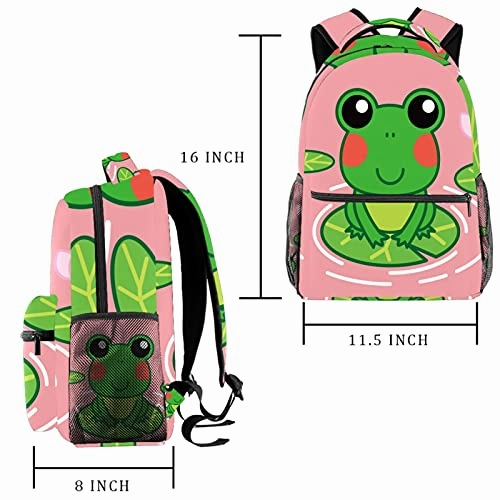 LORVIES Lovely Frog on the Lotus Leaf Lightweight School Classic Backpack Travel Rucksack for Girls Women Kids Teens