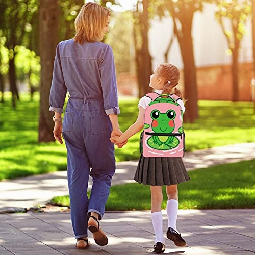 LORVIES Lovely Frog on the Lotus Leaf Lightweight School Classic Backpack Travel Rucksack for Girls Women Kids Teens