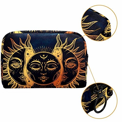 LORVIES Makeup Bag Toiletry Bag for Women Celestial Moon And Sun Skincare Cosmetic Handy Pouch Zipper Handbag