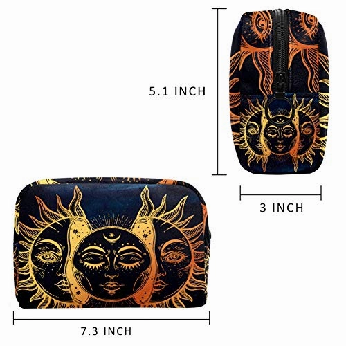 LORVIES Makeup Bag Toiletry Bag for Women Celestial Moon And Sun Skincare Cosmetic Handy Pouch Zipper Handbag
