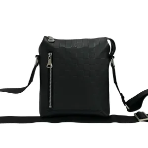 LOUIS VUITTON Shoulder Bag leather black Damier Anfini Discovery Messenger BB