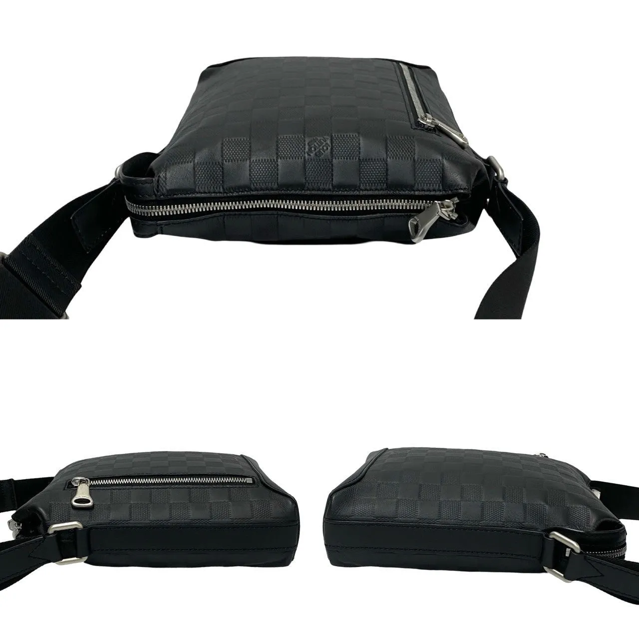 LOUIS VUITTON Shoulder Bag leather black Damier Anfini Discovery Messenger BB