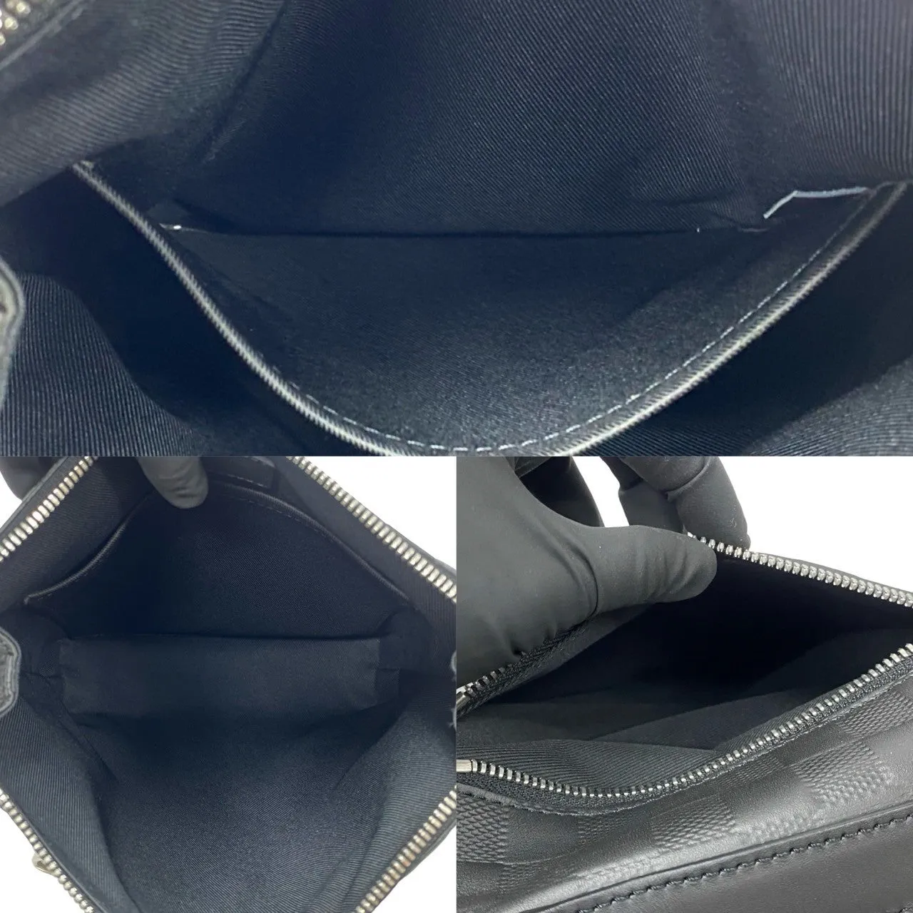 LOUIS VUITTON Shoulder Bag leather black Damier Anfini Discovery Messenger BB