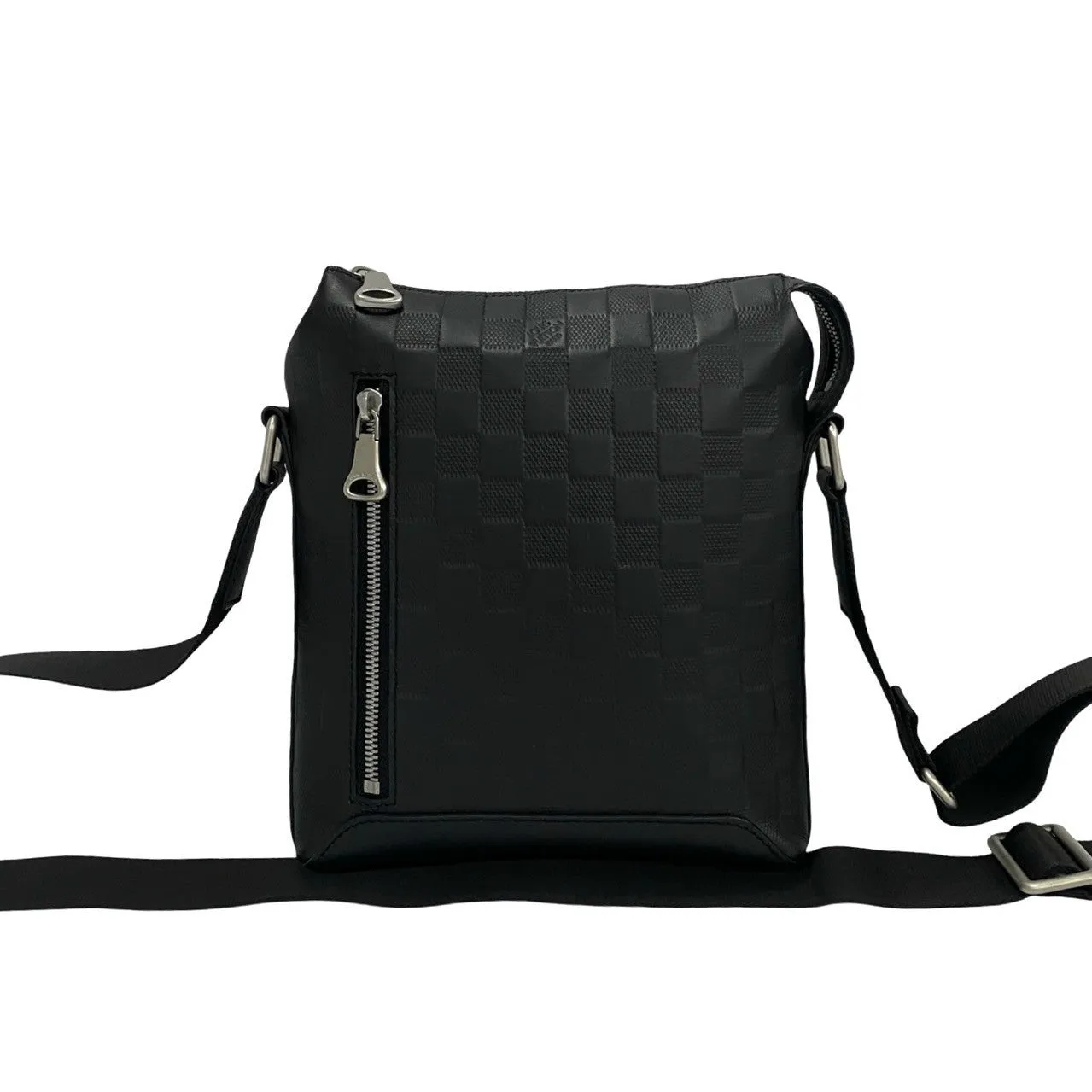 LOUIS VUITTON Shoulder Bag leather black Damier Anfini Discovery Messenger BB