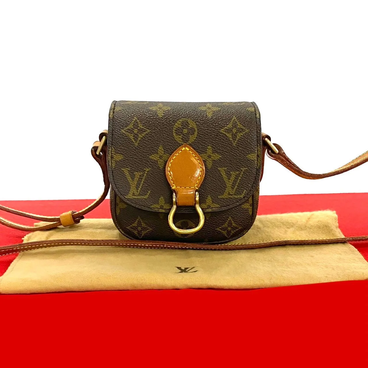 LOUIS VUITTON Shoulder Bag leather Brown Monogram Mini Mini Saint-Cloud