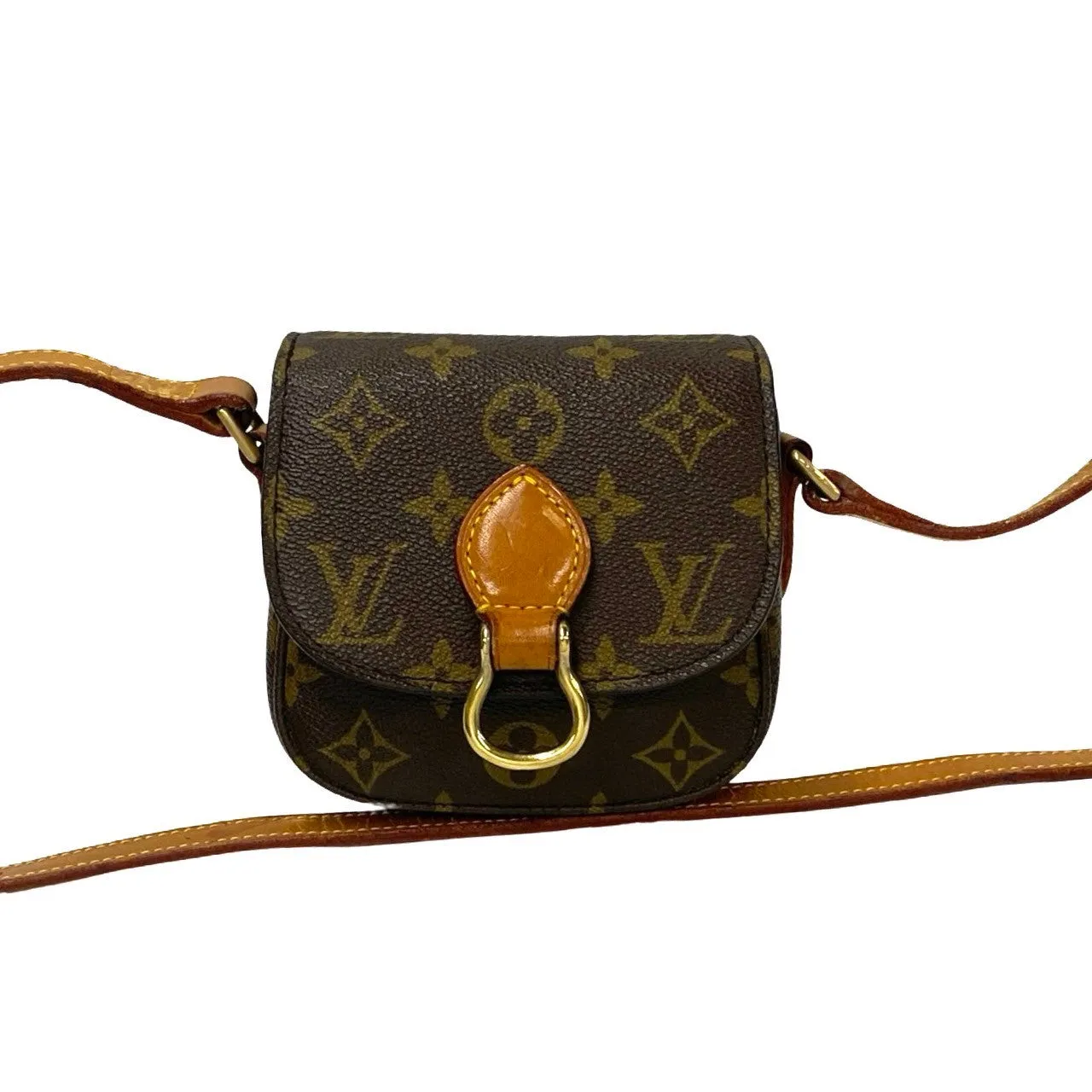 LOUIS VUITTON Shoulder Bag leather Brown Monogram Mini Mini Saint-Cloud