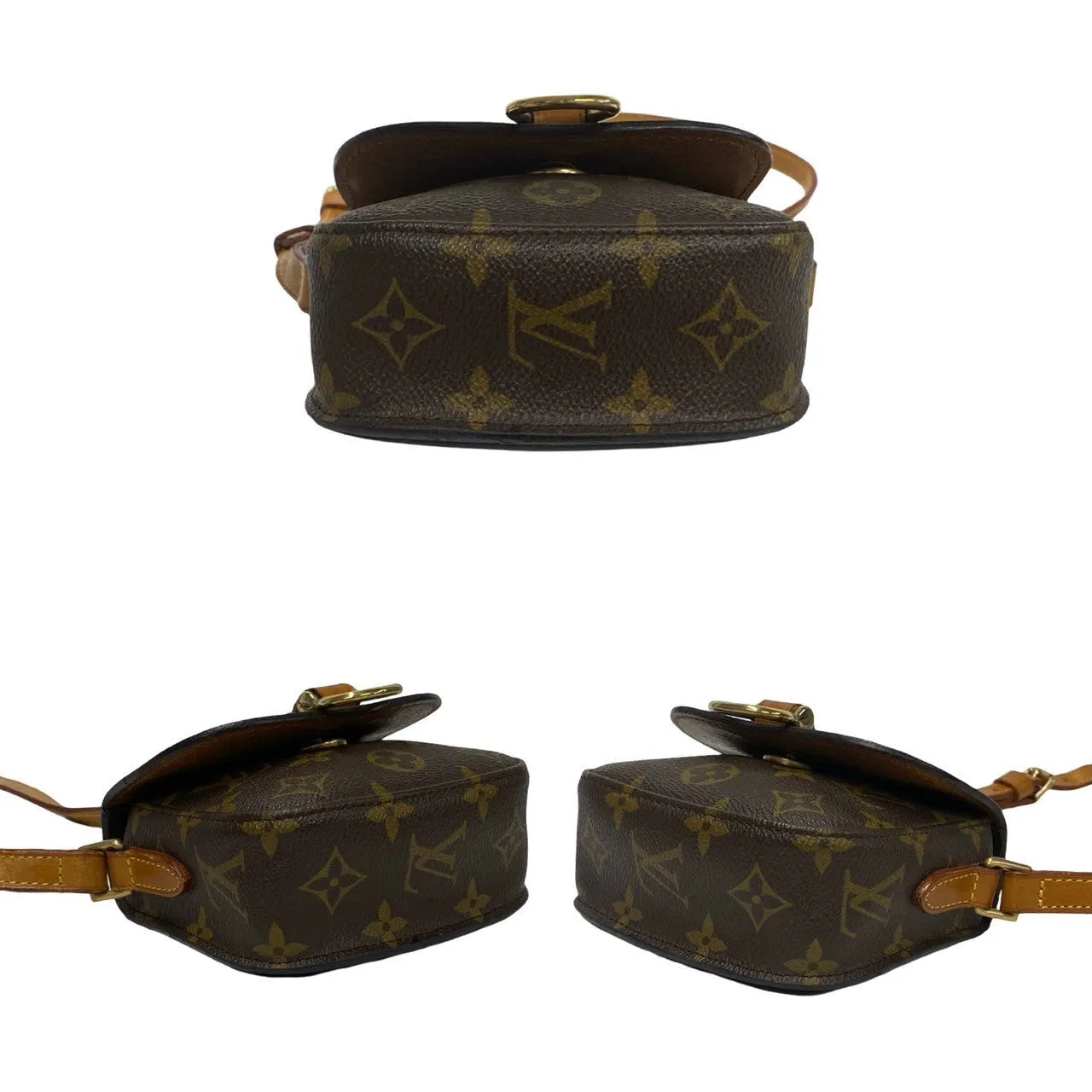 LOUIS VUITTON Shoulder Bag leather Brown Monogram Mini Mini Saint-Cloud